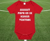 Rompertjes baby - papa en ik kijken voetbal - baby kleding met tekst - kraamcadeau jongen - maat 80 rood
