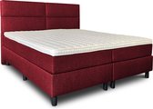 Boxspring Lancome compleet, merk Olympic Life, vlak, 200 x 220 cm, bordeaux, 18-delig met 4 vlakken motief hoofdbord