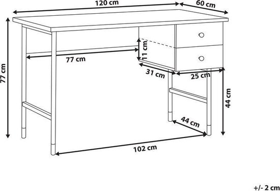Beliani ABILEN - Bureau - Couleur bois clair - Panneau de fibres de bois