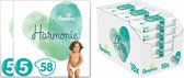 Pampers Harmonie maandbox maat 5 116 luiers en Aqua Pure 864 billendoekjes Pakket