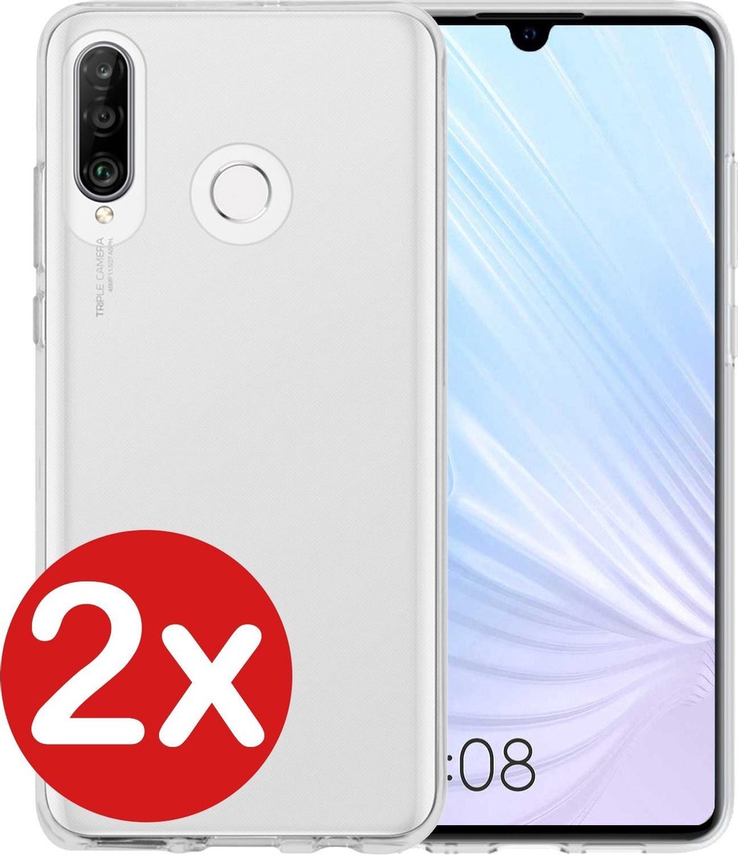 Hoesje - 2 Stuks - Geschikt voor Huawei P30 Lite - Sterk & Shockproof - Telefoonhoes - Back Cover - Case Siliconen - Telefoon Hoes - Transparant