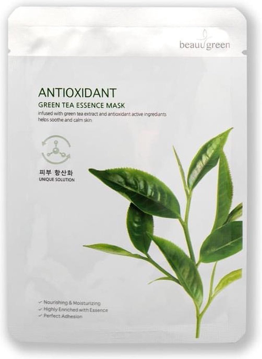 Beauugreen - Antioxidant Green Tea Essence Mask Antioxidant Face Mask Green Teas
