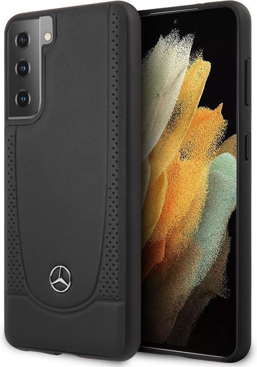Backcase hoesje geschikt voor Samsung Galaxy S21 - Mercedes-Benz - Effen Zwart - Leer