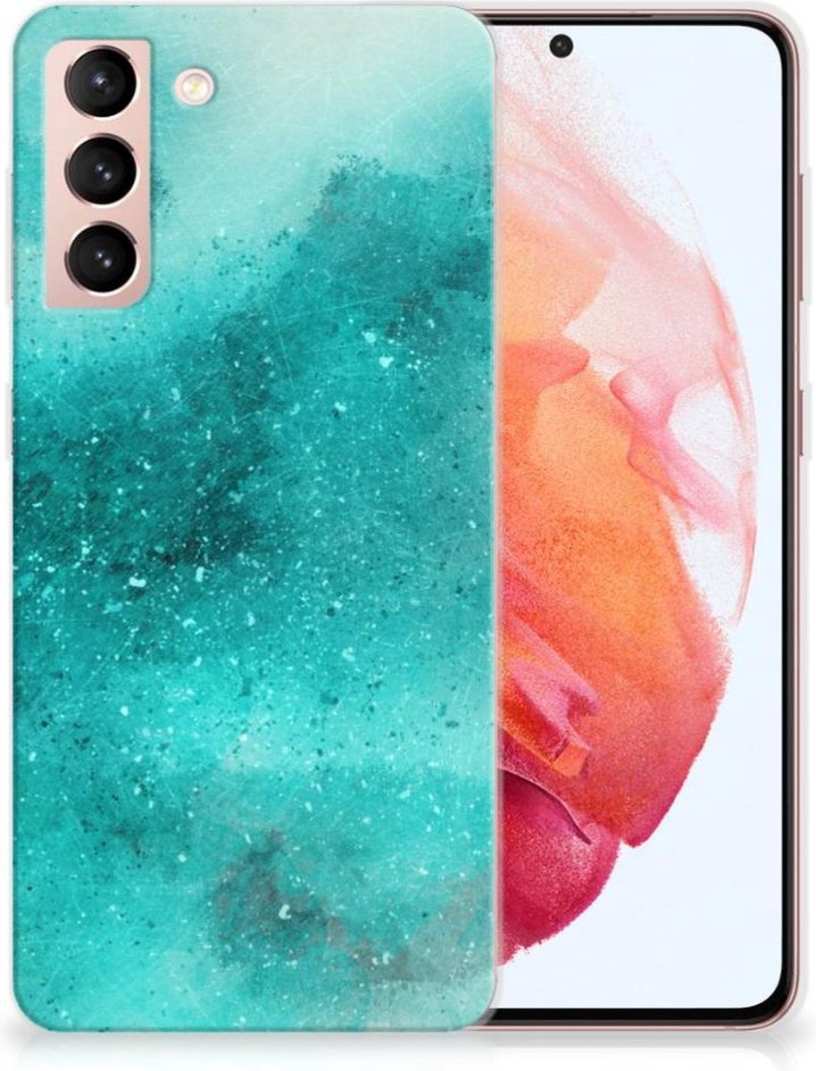 Back Cover voor Hoesje maken Samsung Galaxy S21 Painting Blue