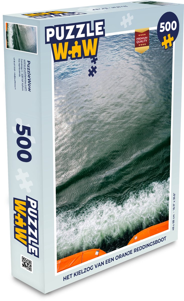 Afbeelding van product Puzzel 500 stukjes Reddingsboot - Het kielzog van een oranje reddingsboot - PuzzleWow heeft +100000 puzzels