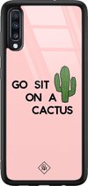 Samsung A50 hoesje glass - Go sit on a cactus | Samsung Galaxy A50 case | Hardcase backcover zwart