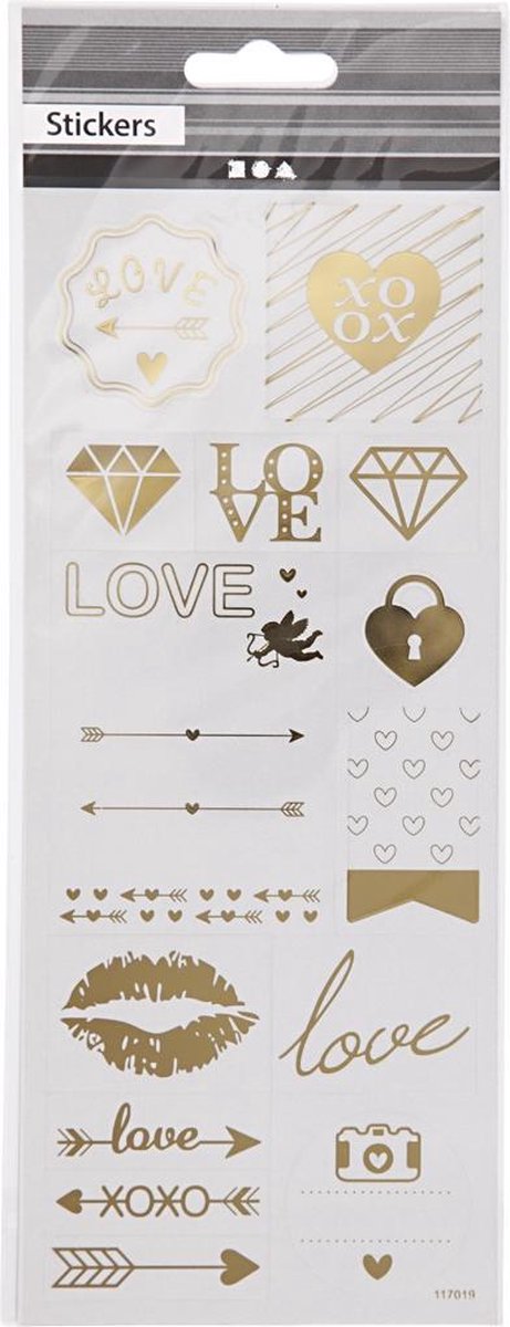 Afbeelding van product PacklinQ  Stickers. goud. love. 10x24 cm. 1 vel