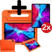 iPad Pro 2020 Hoesje Kinderhoes (11 inch) Kids Proof Case Met Uitsparing Apple Pencil En 2x Screenprotector - Oranje