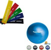 Tunturi - Fitness Set - Weerstandsbanden 5 stuks - Gymball Blauw 90 cm