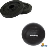 Tunturi - Fitness Set - Halterschijven 2 x 1,25 kg - Gymball Zwart 55 cm