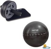 Tunturi - Fitness Set - Trainingswiel - Gymball Zwart met Anti Burst 90 cm