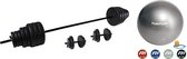 Tunturi - Fitness Set - Vinyl Barbell/Dumbbell Set 50Kg   - Gymball Zilver 75 cm