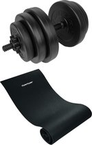 Tunturi - Fitness Set - Vinyl Halterset 15 kg - Fitnessmat 160 x 60 x 0,7 cm