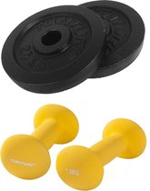 Tunturi - Fitness Set - Neopreen Dumbbellset 2 x 1,5 kg - Halterschijven 2 x 2,5 kg