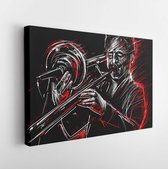 Onlinecanvas - Schilderij - Jazz Trumpet Player. Illustration For Jazz Poster. Art Horizontal Horizontal - Multicolor - 60 X 80 Cm