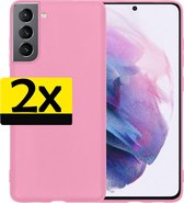 Hoesje Geschikt voor Samsung S21 Plus Hoesje Siliconen Case - Hoes Geschikt voor Samsung Galaxy S21 Plus Hoes Siliconen - Roze - 2 Stuks