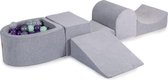 Ballenbakje.nl® Foam Speelset met ballenbak Grijs incl 100 Ballen: Paars, Mint, Zilver, Transparant