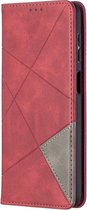 Geometric Book Case - Samsung Galaxy A12 Hoesje - Rood