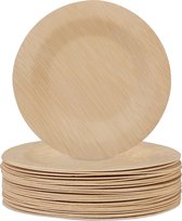 Relaxdays bamboe bordjes - set van 25 - wegwerpborden - gebakbordjes - wegwerpservies - M