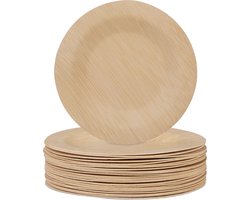 Relaxdays bamboe bordjes - set van 25 - wegwerpborden - gebakbordjes -  wegwerpservies - M | bol.com