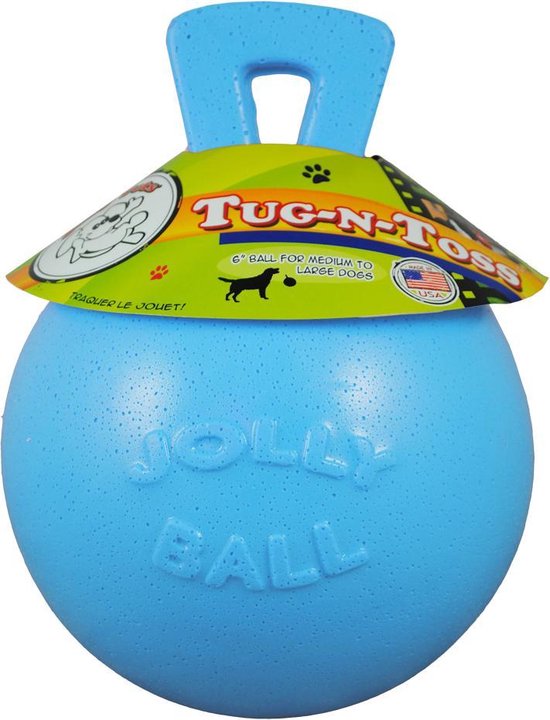 Jolly Pets Jolly Tug-n-Toss – Hondenspeelgoed - De duurzame speelbal met bosbessengeur – Drijvend – Bijtbestendig – Baby blauw - Ø 20 cm