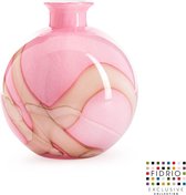 Design vaas Bolvase With Neck - Fidrio PINK FLAME - glas, mondgeblazen bloemenvaas - diameter 23 cm