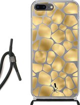 iPhone 8 Plus hoesje met koord - Giraffeprint Goud