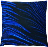 Swan Spring Raw Earth Blue Waves | Sierkussenhoes | Blauw | Zwart | 45 x 45cm