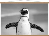 Schoolplaat – Zwart Witte Pinguïn  - 120x80cm Foto op Textielposter (Wanddecoratie op Schoolplaat)