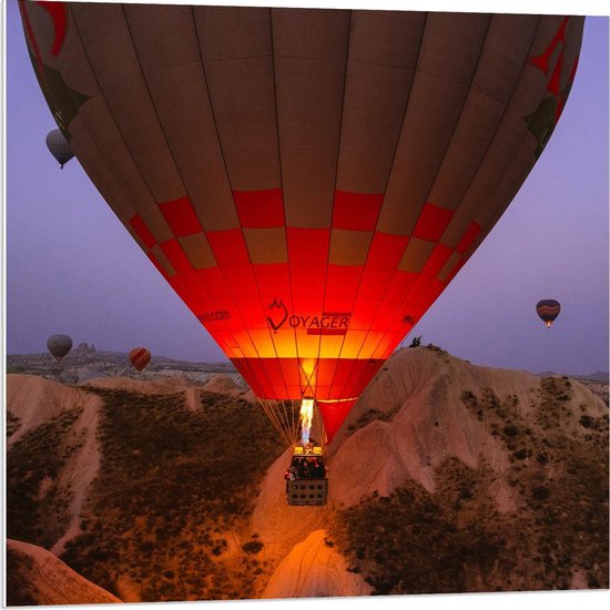 Forex - Luchtballonnen bij Bergen - 80x80cm Foto op Forex