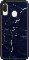 Leuke Telefoonhoesjes - Hoesje geschikt voor Samsung Galaxy A20e - Marmer Navy - Backcover zwart - Marmer - Blauw