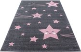 Kinderkamer Tapijt met sterren Grijs-Roze kleuren