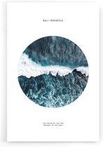 Walljar - Sea Waves Bali - Muurdecoratie - Poster met lijst