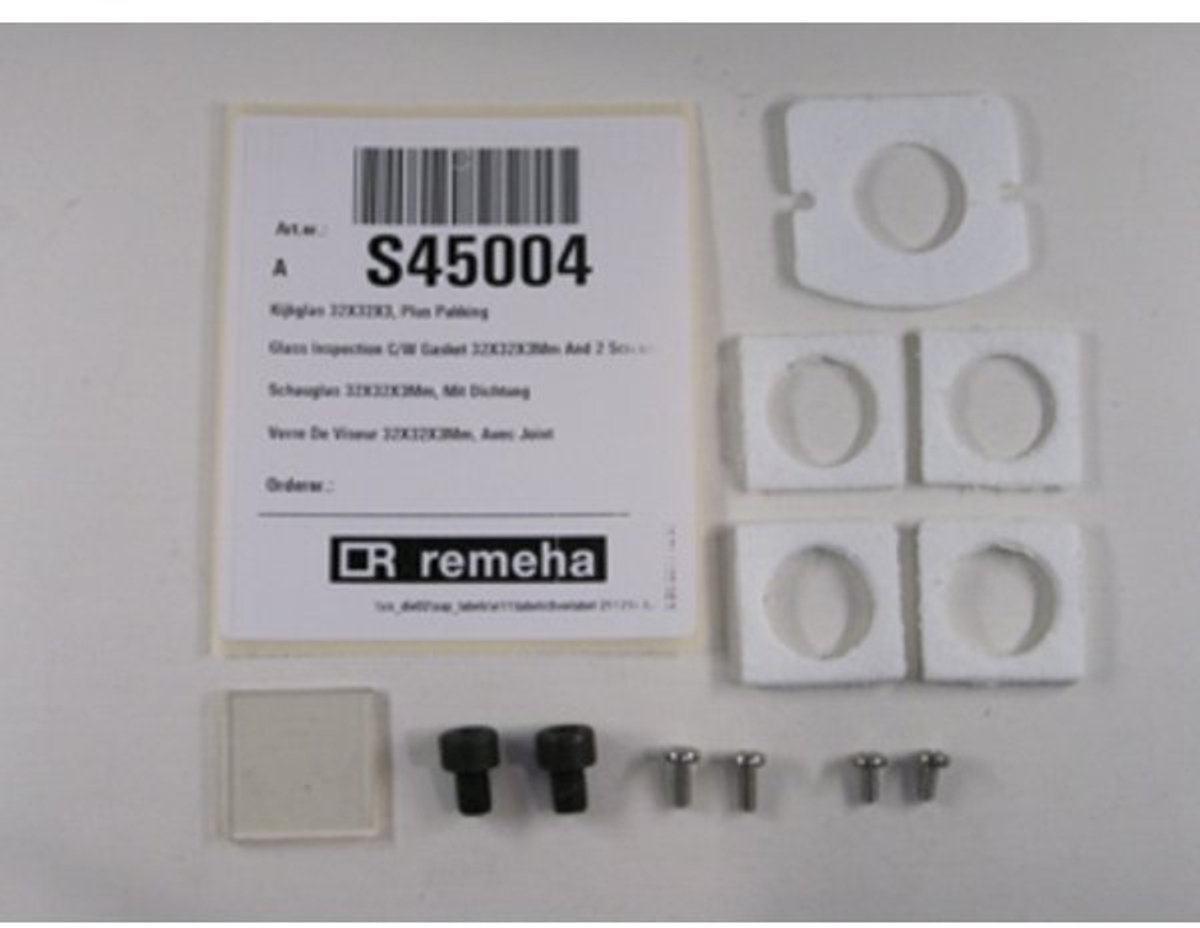 Remeha S45004 Kijkglas met Pakking - 32x32x3 mm - Geschikt voor Quinta, Gas 210/310 Eco en Calora Tower
