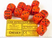 Chessex Fire Speckled D6 16mm Dobbelsteen Set (12 stuks)