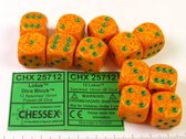 Chessex Lotus Speckled D6 16mm Dobbelsteen Set (12 stuks)