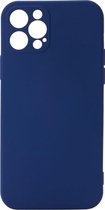 Shop4 - Geschikt voor iPhone 12 Pro Hoesje - Back Case Mat Donker Blauw