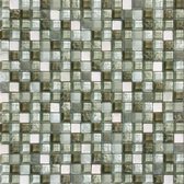 Alfa Mosaico Mozaiek Illusion mix wit-groen glas/marmer 1,5x1,5x0,8 cm -  Mix, Wit, Groen Prijs per 1 matje.