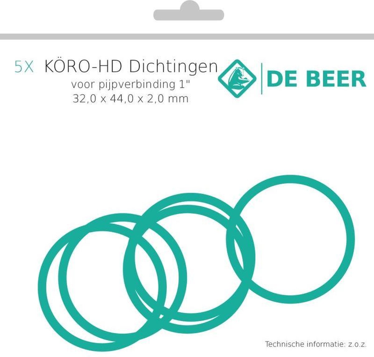 De Beer asbestvrije HD dichtingen 32x44x2.0mm - 1" - verpakking á 5 stuks - 153951988