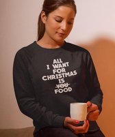 Zwarte Foute Kersttrui - All I Want For Christmas Is Food - Maat 2XL - Kerstkleding voor dames & heren