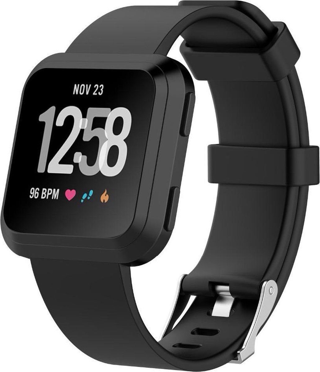 Fitbit Versa rubberen sport bandje - Zwart - Fitbit versa bandjes