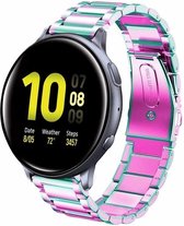 Stalen Smartwatch bandje - Geschikt voor  Samsung Galaxy Watch Active stalen band - regenboog - Horlogeband / Polsband / Armband