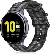 Nylon Smartwatch bandje - Geschikt voor  Samsung Galaxy Watch Active nylon gesp band - zwart/grijs - Horlogeband / Polsband / Armband