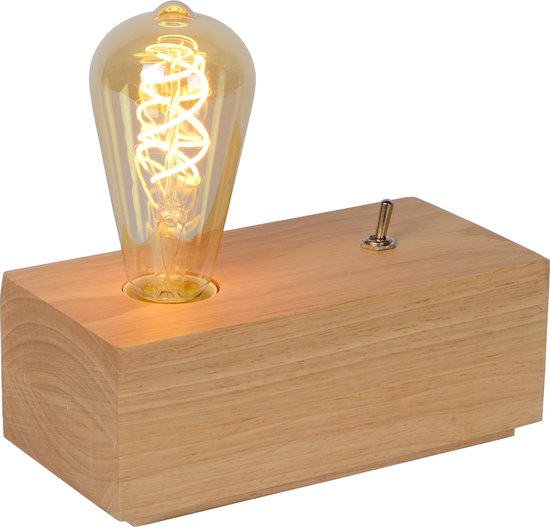Lucide EDISON - Tafellamp - LED - E27 - 1x5W 2700K - Licht hout | bol.com