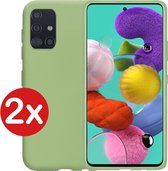 Samsung A51 Hoesje - Samsung Galaxy A51 Hoes Siliconen Case Hoes Cover - Groen - 2 PACK