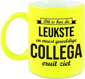 Leukste en meest geweldige collega cadeau koffiemok / theebeker neon geel 330 ml