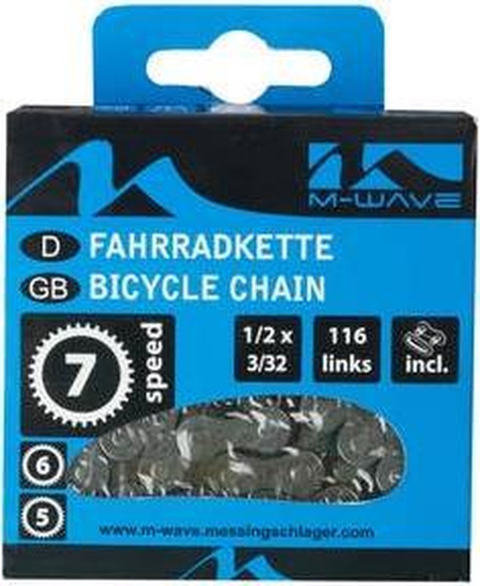 M-WAVE KETTING KMC 5/6/7 SPEED 1/2X3/32 116 SCHAKELS BLISTER