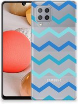 Telefoon Hoesje Geschikt voor Samsung Galaxy A42 Siliconen Back Cover Zigzag Blauw