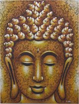 Boeddha Schilderij - Goud Brokaat Detail - 80x60cm