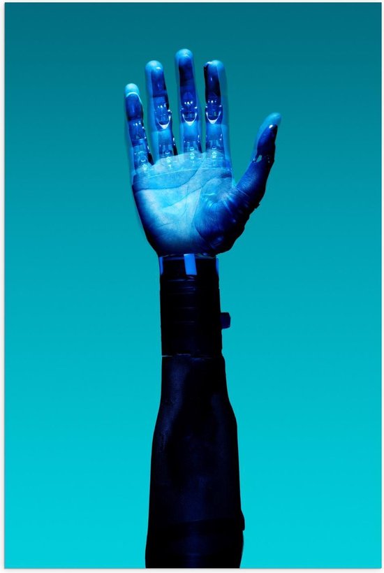 Poster – Blauwe Hand - 60x90cm Foto op Posterpapier